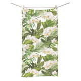 White orchid flower tropical leaves pattern Bath Towel