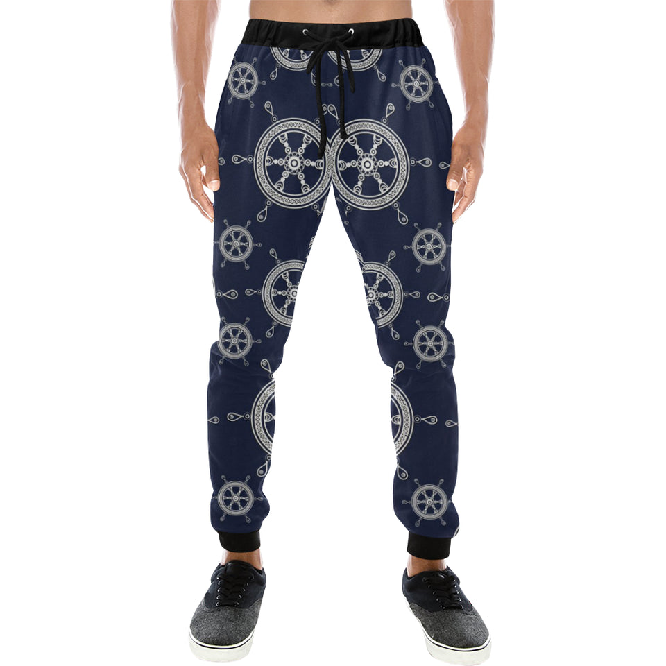 nautical steering wheel design pattern Unisex Casual Sweatpants