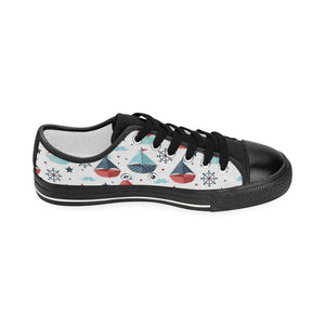 Cute color paper sailboat pattern Kids' Boys' Girls' Low Top Canvas Shoes Black