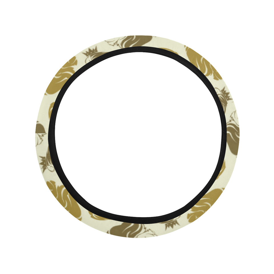 Lion Pattern Print Design 02 Car Steering Wheel Cover