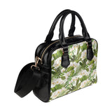 White orchid flower tropical leaves pattern Shoulder Handbag