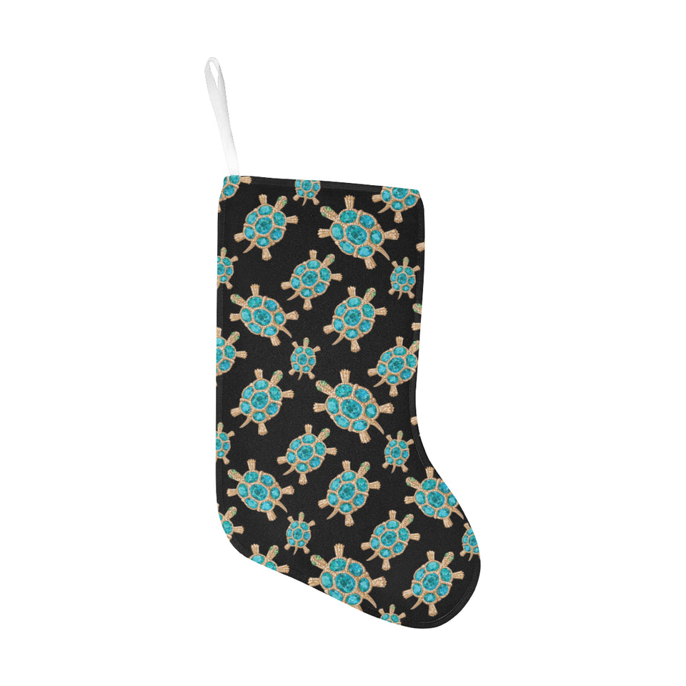 Sea turtle blue stone pattern Christmas Stocking
