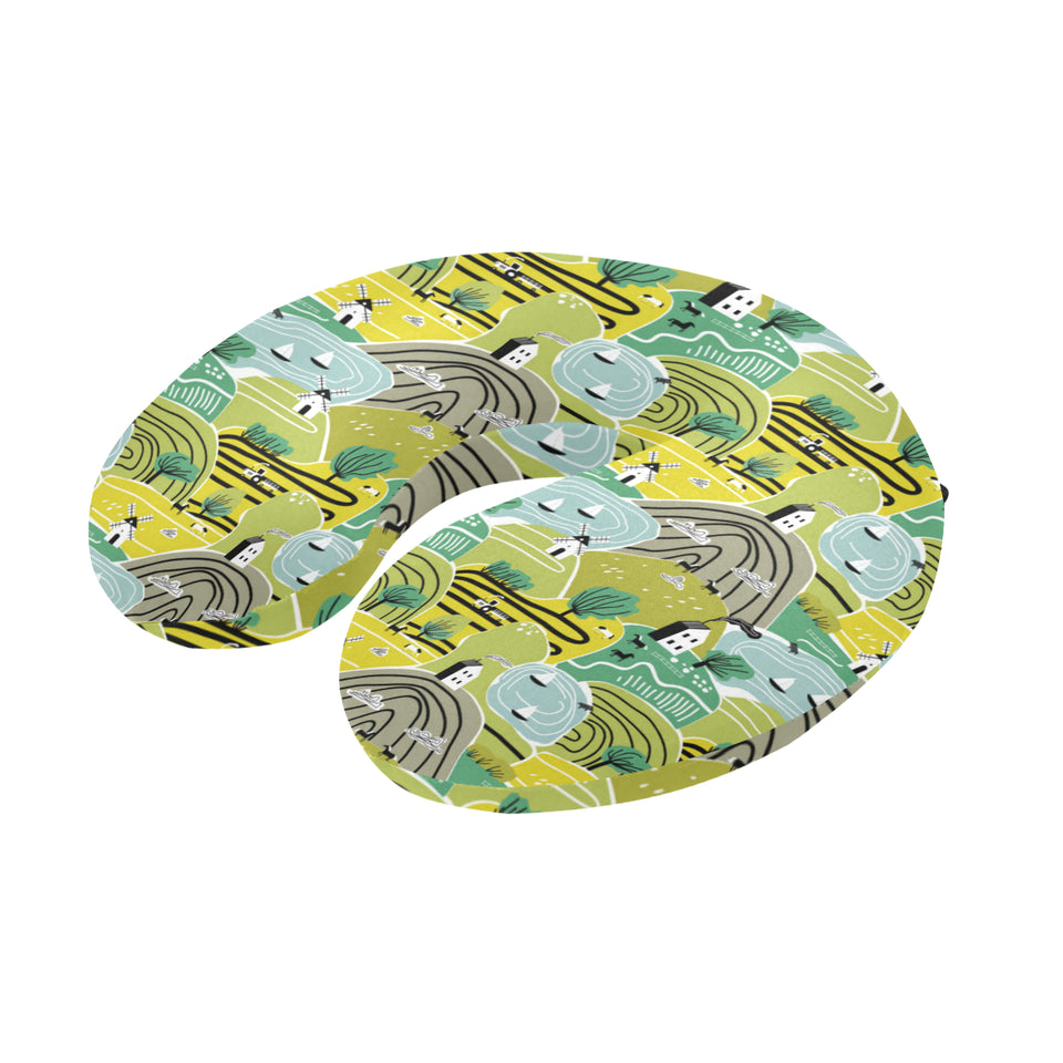 Hand drawn windmill pattern U-Shaped Travel Neck Pillow