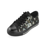 Japanese crane ornament elements Men's Low Top Canvas Shoes Black
