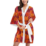 Autumn maple leaf pattern Women's Short Kimono Robe