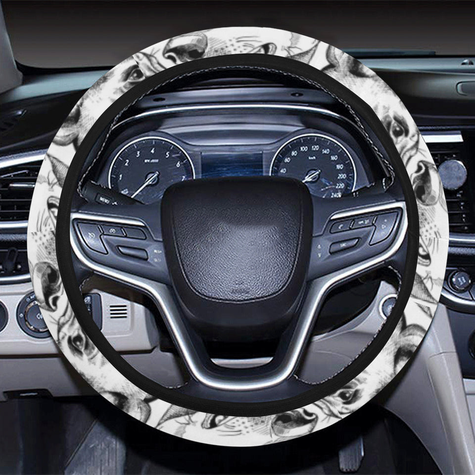 Greyhound Pattern Print Design 01 Car Steering Wheel Cover