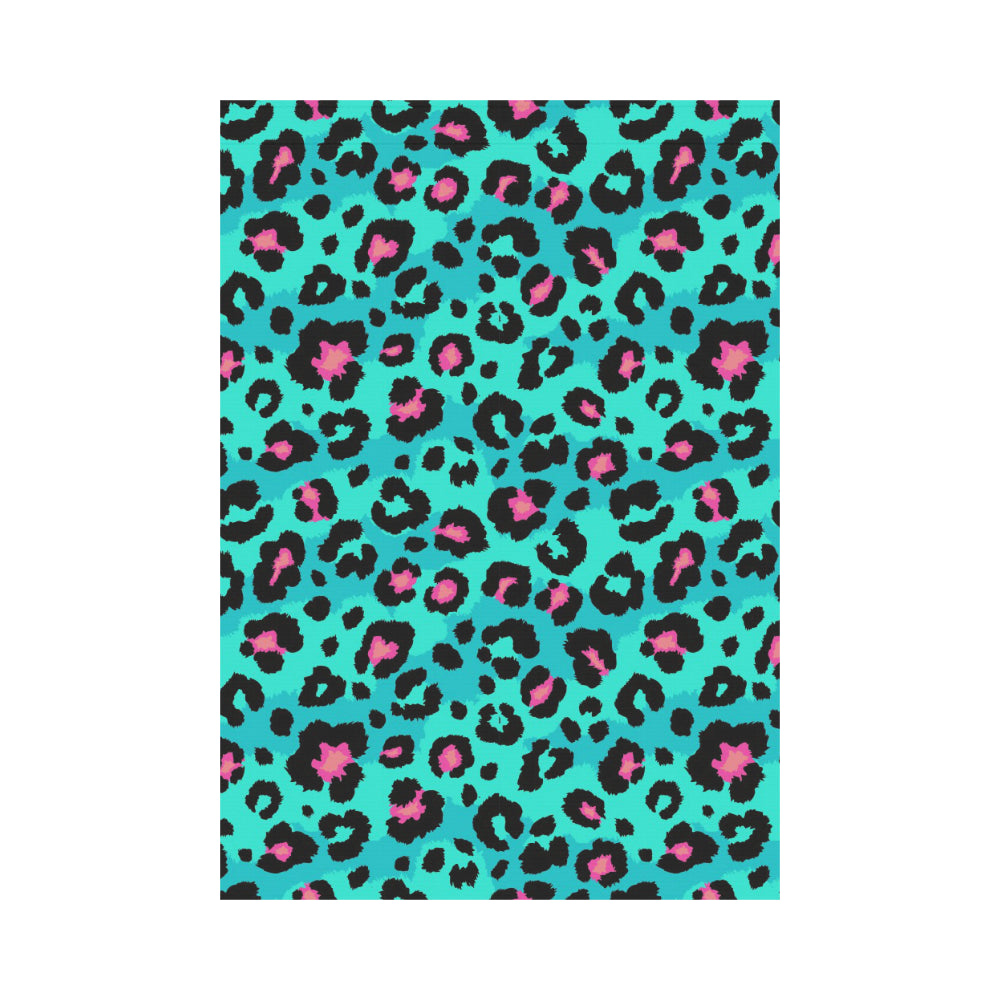 Green leopard skin print pattern House Flag Garden Flag