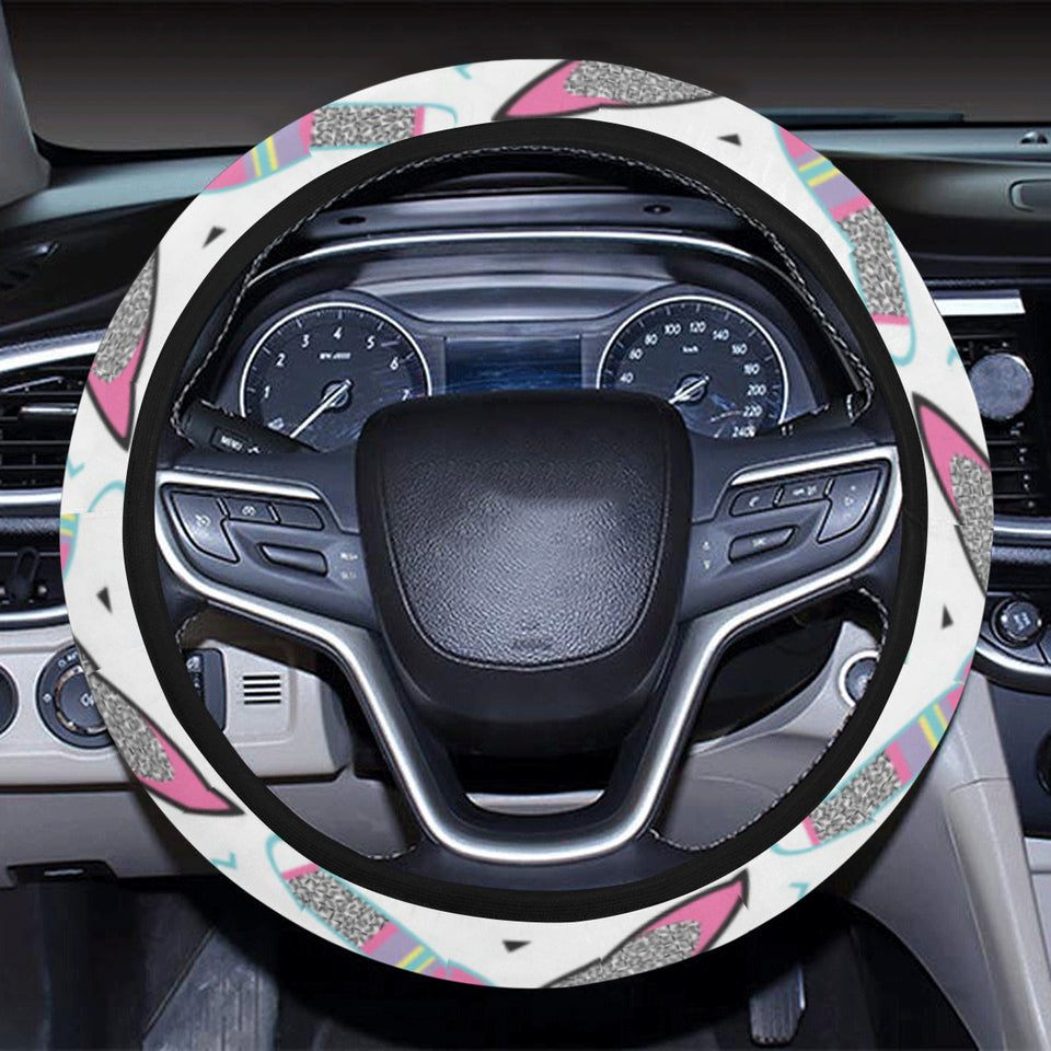 Surfboard Pattern Print Design 04 Car Steering Wheel Cover