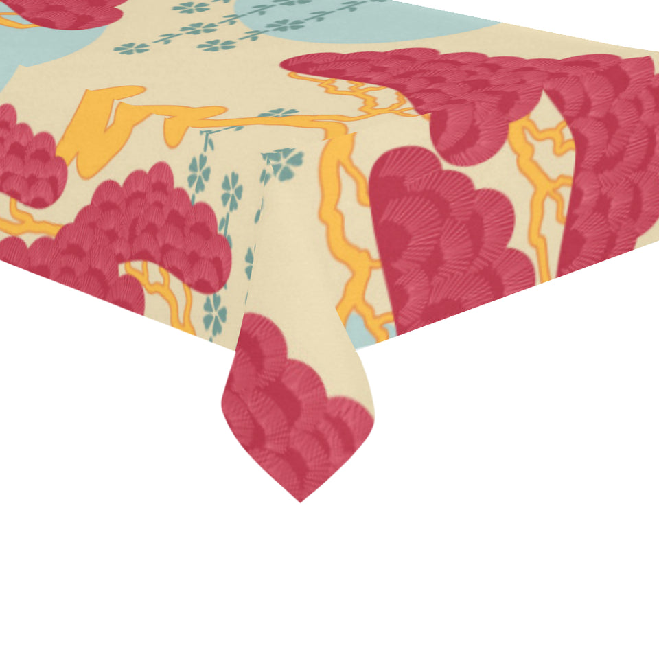 Red Bonsai gray sun japanese pattern Tablecloth