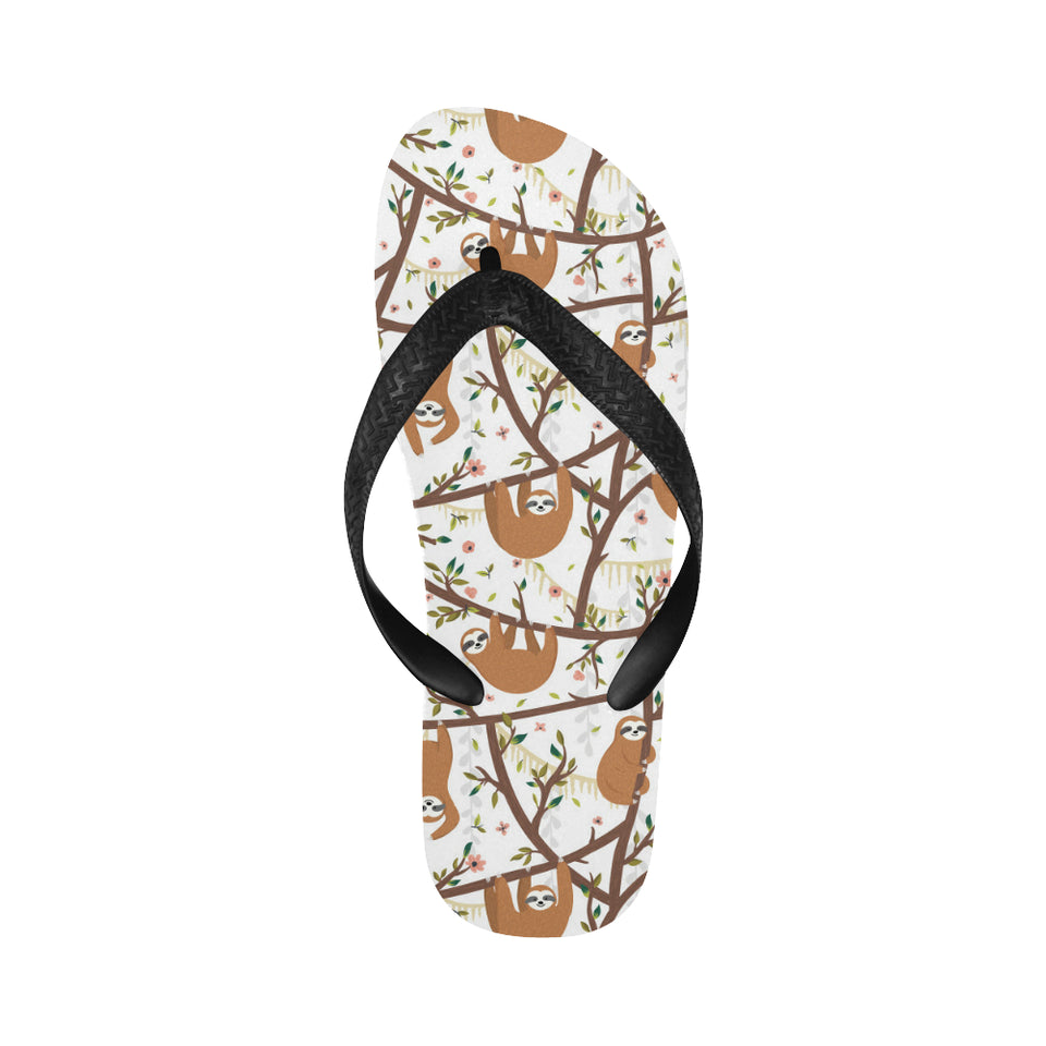 Sloths hanging on the tree pattern Unisex Flip Flops