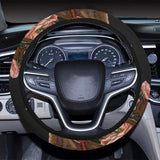 Horse head wild roses pattern Car Steering Wheel Cover
