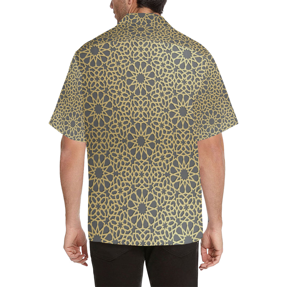 arabic star gold pattern Men's All Over Print Hawaiian Shirt