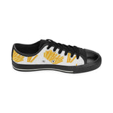 French fries white paper box pattern Men's Low Top Canvas Shoes Black