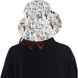 lama Alpaca cactus hand drawn pattern Unisex Bucket Hat