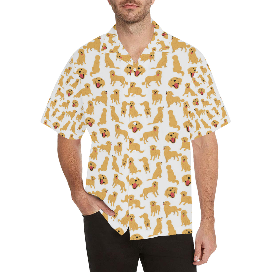 Golden Retriever Pattern Print Design 05 Men's All Over Print Hawaiian Shirt (Model T58)