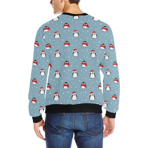 Cute penguin christmas snow pattern Men's Crew Neck Sweatshirt