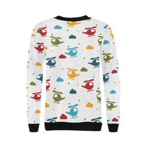 Colorful helicopter pattern Women's Crew Neck Sweatshirt