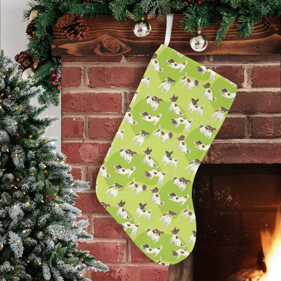 Jack Russel Pattern Print Design 01 Christmas Stocking