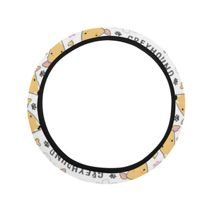 Greyhound Pattern Print Design 03 Car Steering Wheel Cover