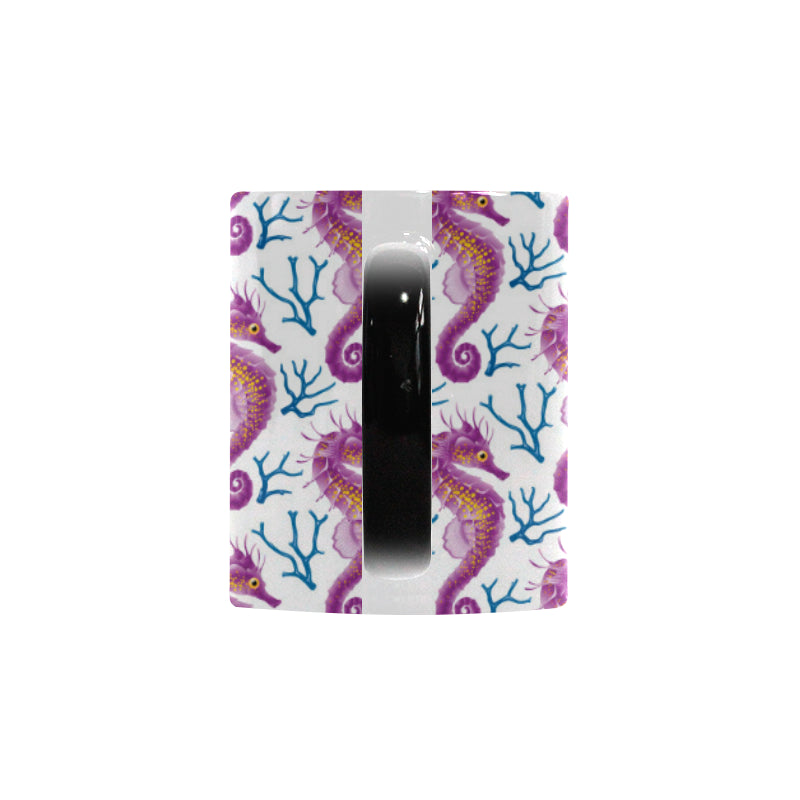 Purple seahorse blue coral pattern Morphing Mug Heat Changing Mug