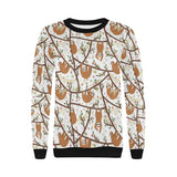 Sloths hanging on the tree pattern Women's Crew Neck Sweatshirt