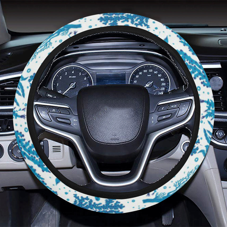 Coral Reef Pattern Print Design 01 Car Steering Wheel Cover