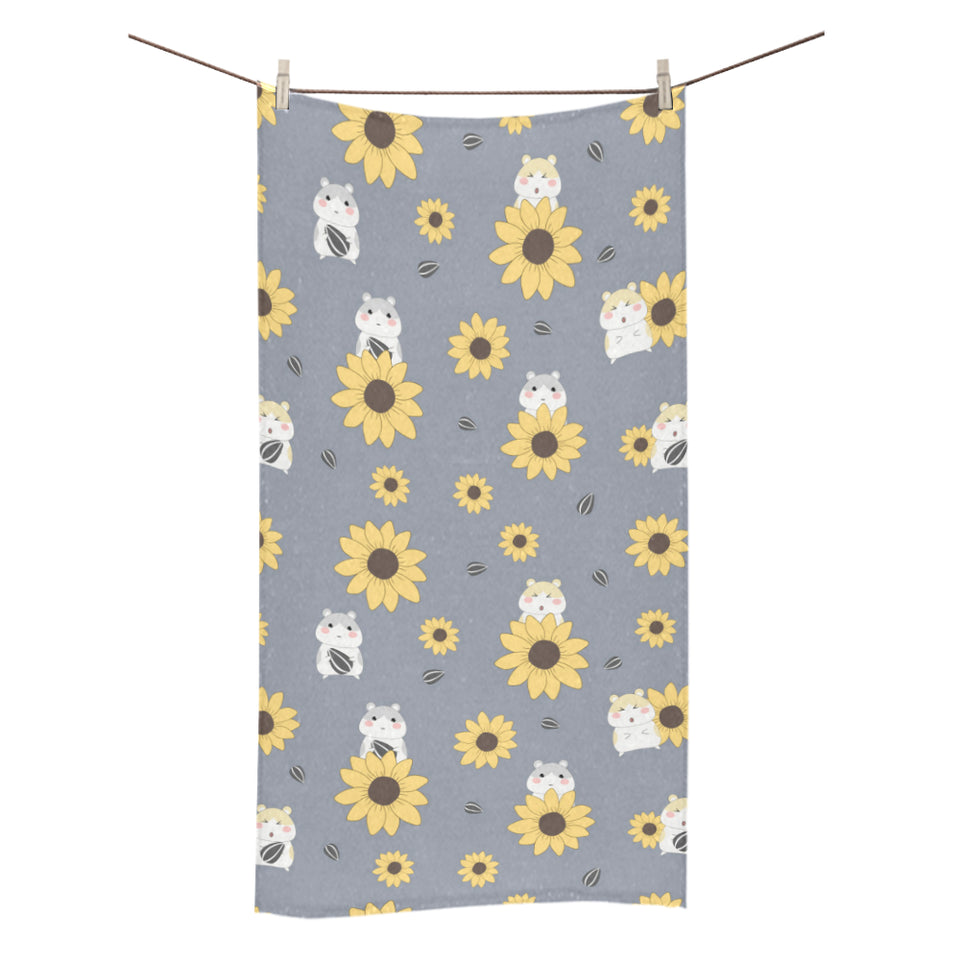 Cute hamster sunflower pattern background Bath Towel