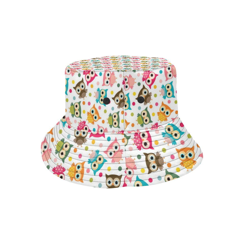 Color cute owl pattern Unisex Bucket Hat