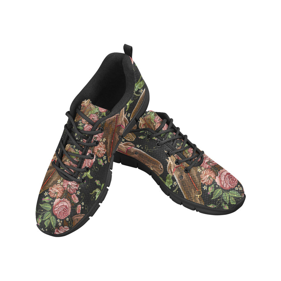 Horse head wild roses pattern Women's Sneaker Shoes