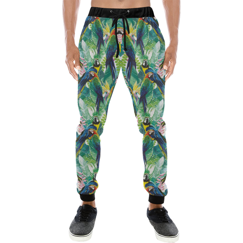 Colorful parrot exotic flower leaves Unisex Casual Sweatpants