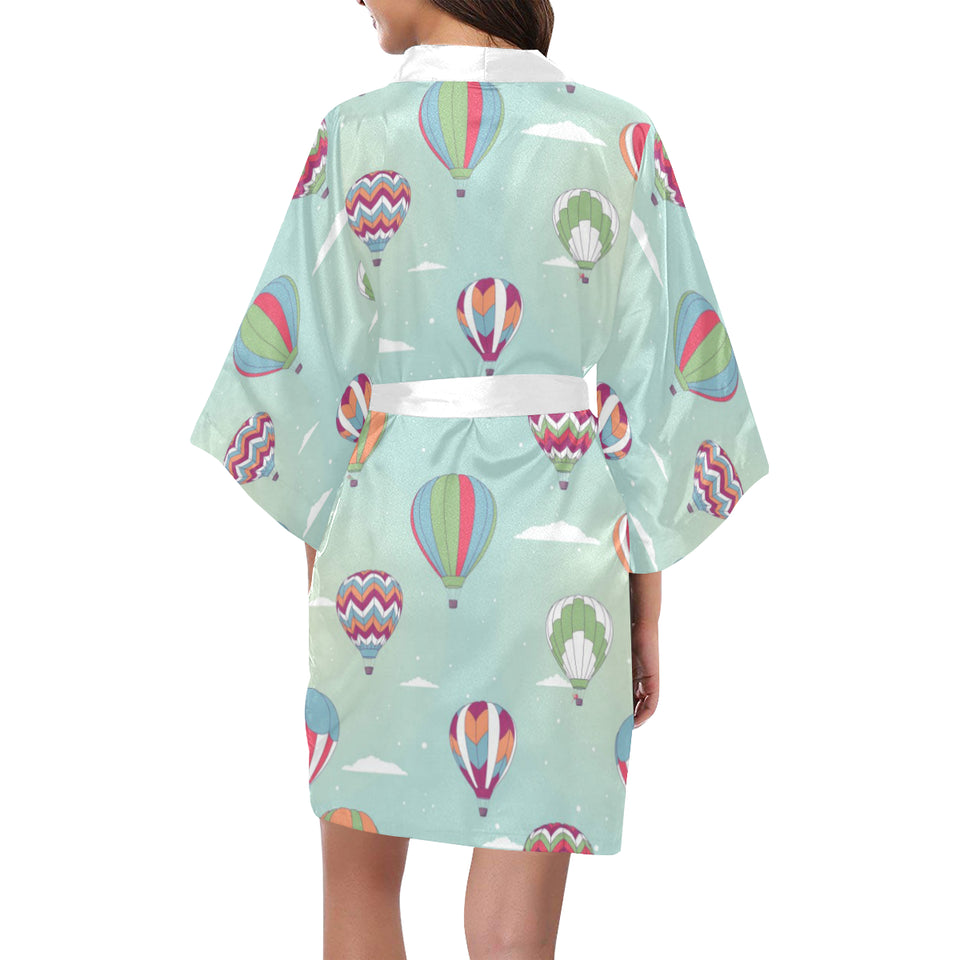 Hot Air Balloon design Pattern Women's Short Kimono Robe