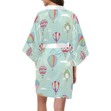 Hot Air Balloon design Pattern Women's Short Kimono Robe