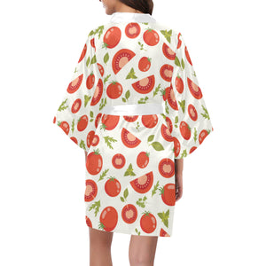 Tomato pattern Women's Short Kimono Robe