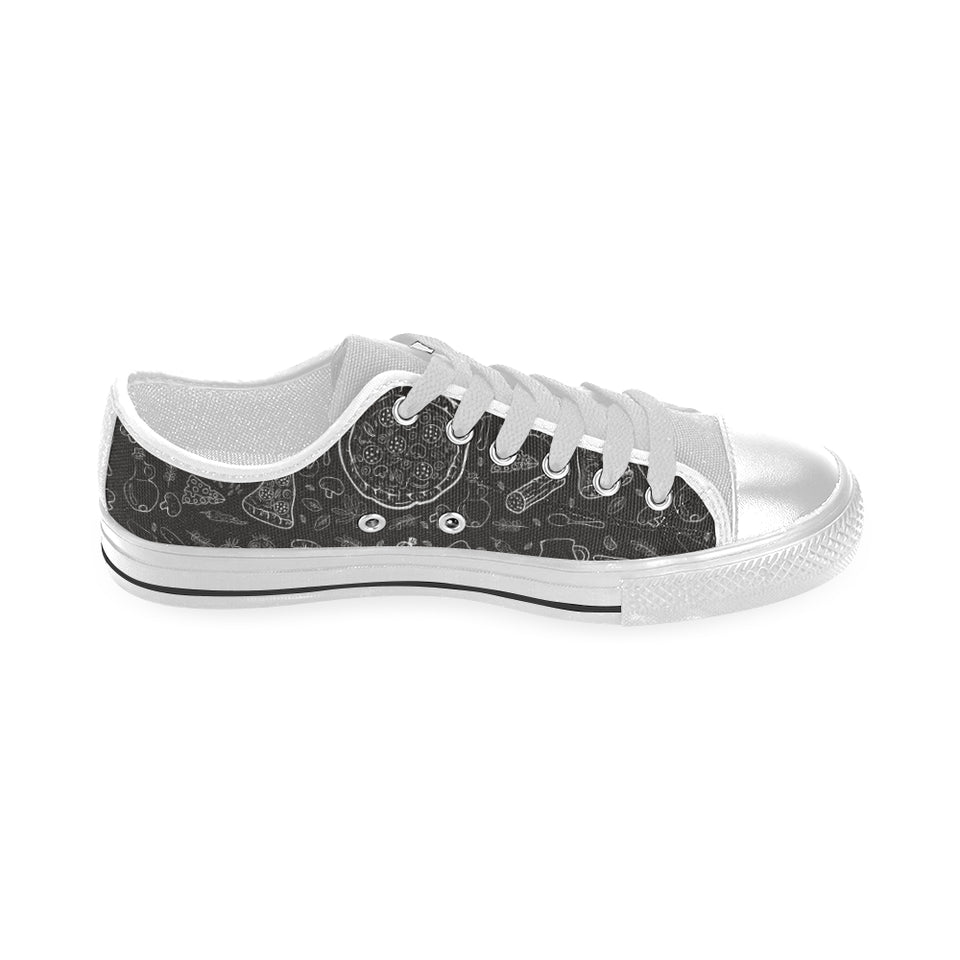 Pizza pattern Men's Low Top Shoes White