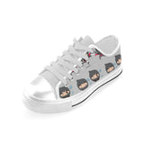 Cute ninja pattern Men's Low Top Canvas Shoes White