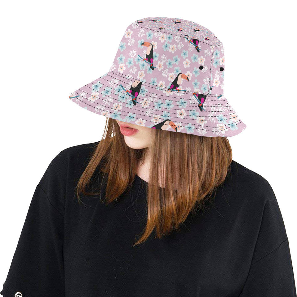 Beautiful toucan flower leaves Unisex Bucket Hat