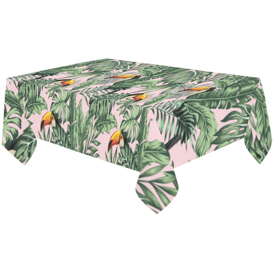 Toucan tropical green jungle palm pattern Tablecloth