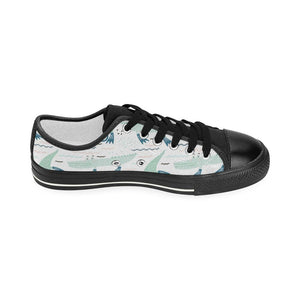 Crocodile diver pattern Kids' Boys' Girls' Low Top Canvas Shoes Black