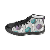 Bowling ball and pin gray background Women's High Top Canvas Shoes Black
