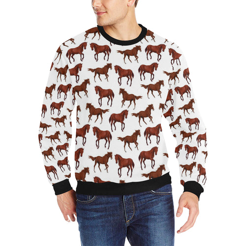 Horses running pattern background Men's Crew Neck Sweatshirt