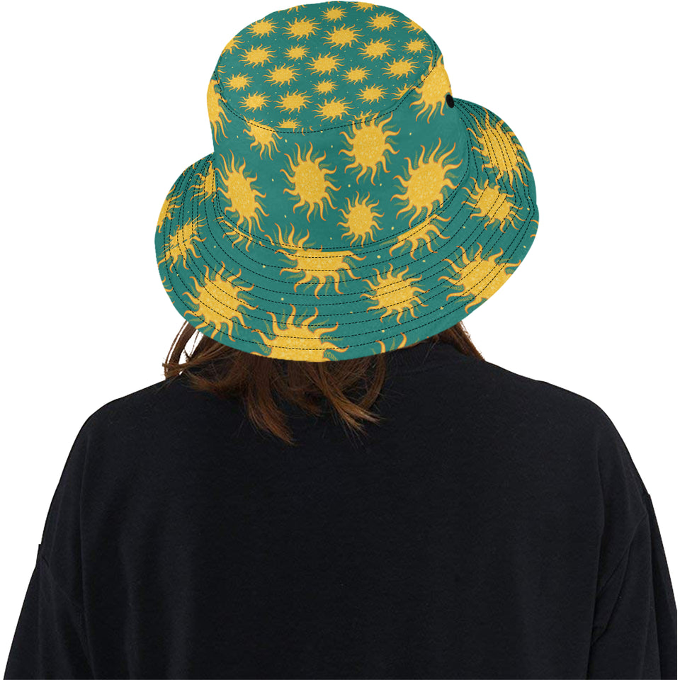 Sun green background Unisex Bucket Hat