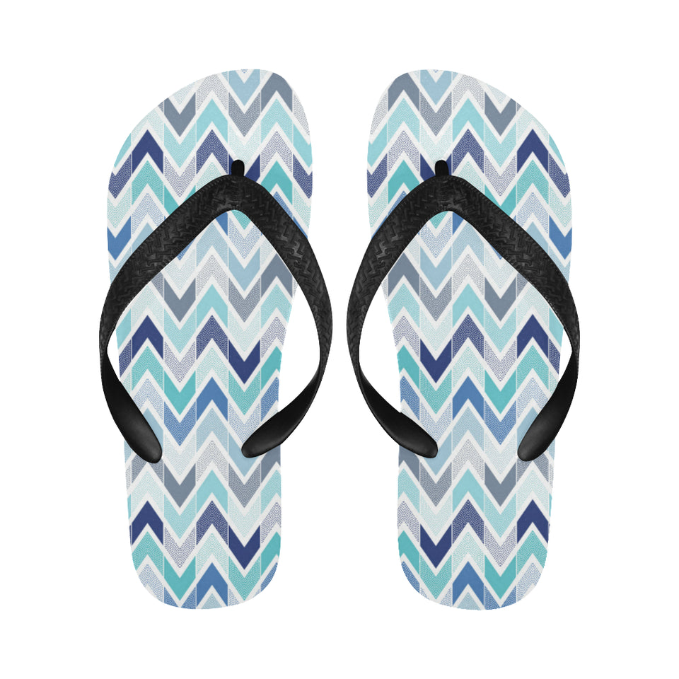 zigzag  chevron blue pattern Unisex Flip Flops