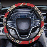 Zebra abstract red background Car Steering Wheel Cover