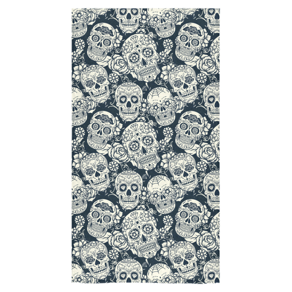 Sugar skull black white pattern Bath Towel