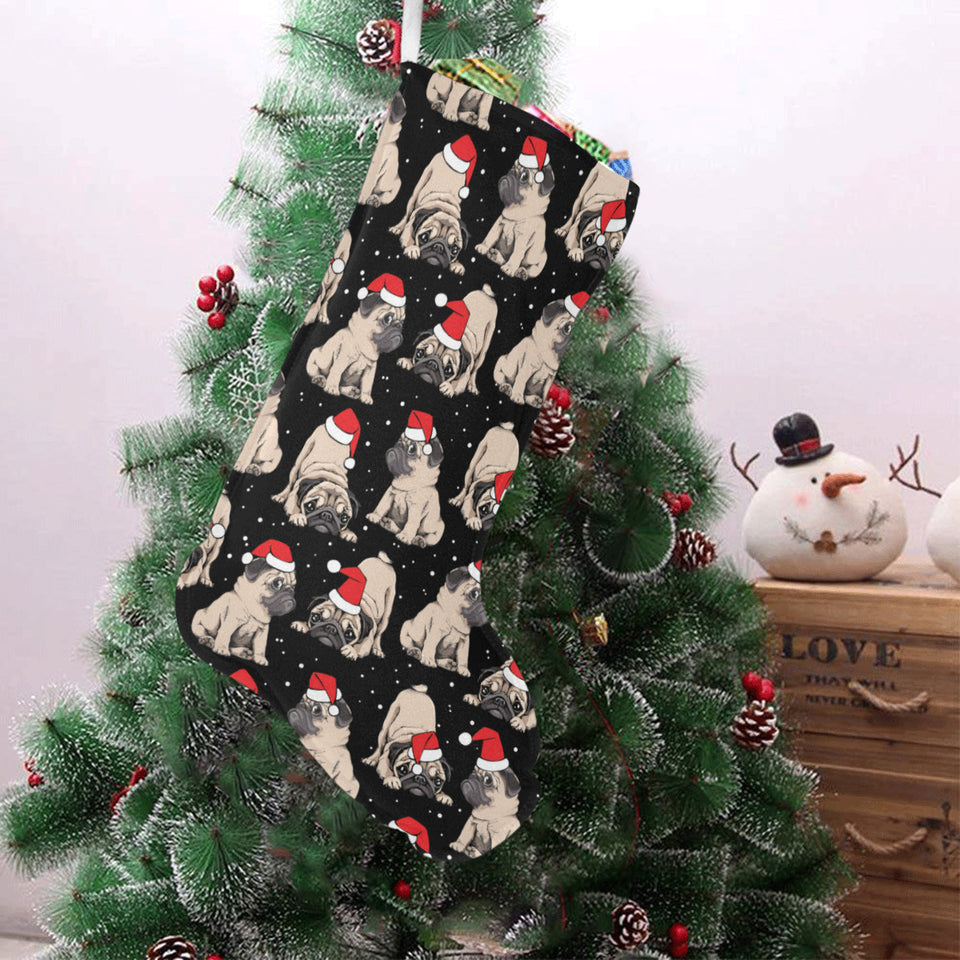 Christmas Pugs Santa_s red cap pattern Christmas Stocking