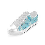 Blue starfish coral reef pattern Men's Low Top Shoes White