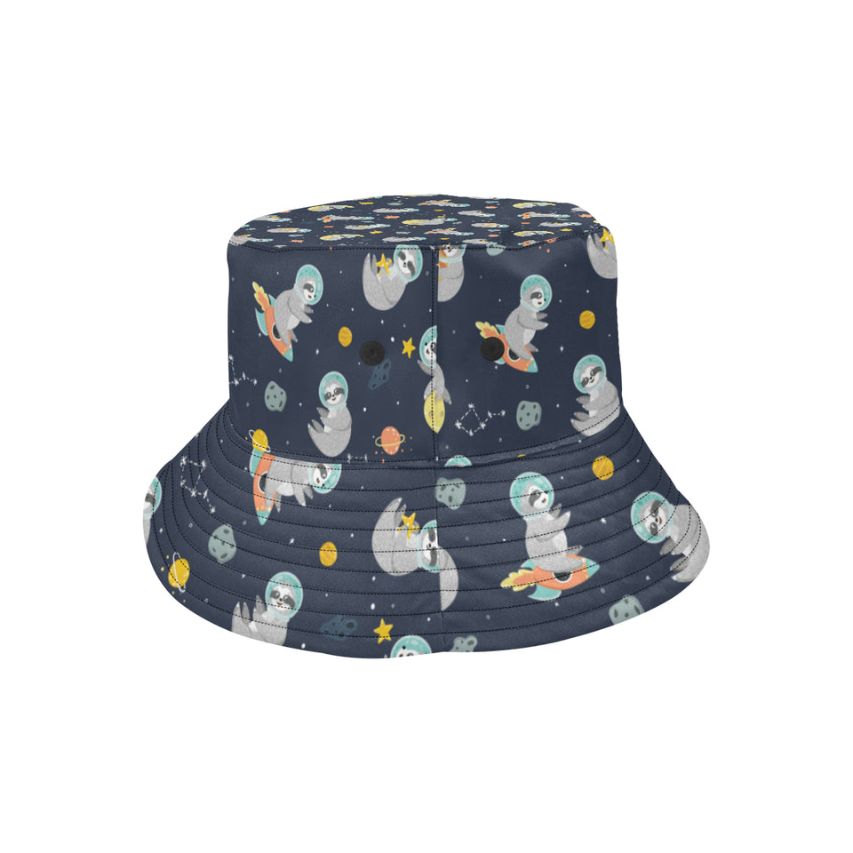 Cute sloth astronaut star planet rocket pattern Unisex Bucket Hat