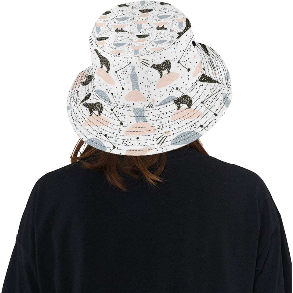 Polar bears star poka dot pattern Unisex Bucket Hat