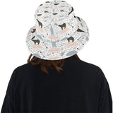 Polar bears star poka dot pattern Unisex Bucket Hat