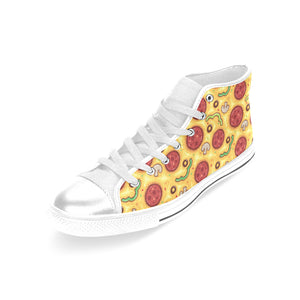 Pizza texture pattern Women's High Top Canvas Shoes White